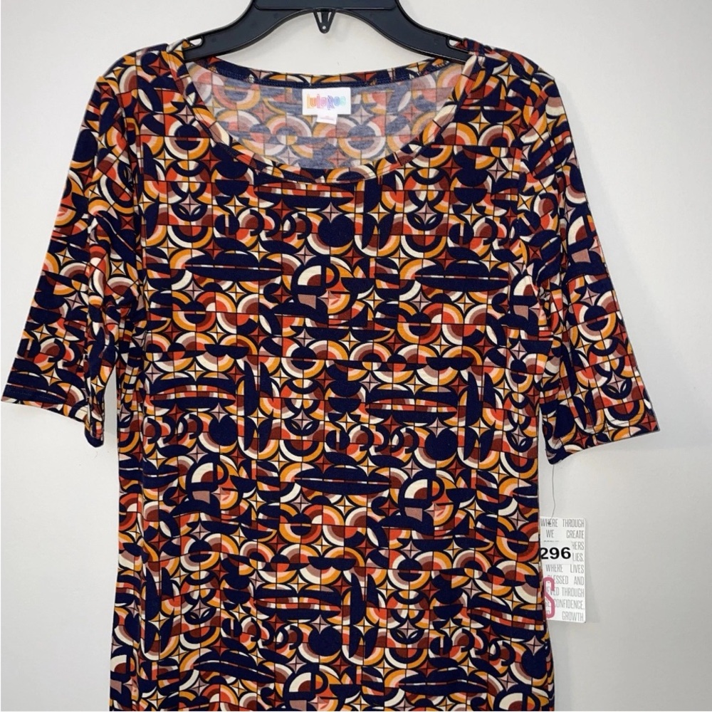 NEW LuLaRoe Julia Dress Small Fall Colors Geometric print